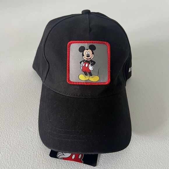 Disney Mickey Mouse Baseball Hat Unisex Black Cotton Patch Adjustable One Size - Picture 1 of 11